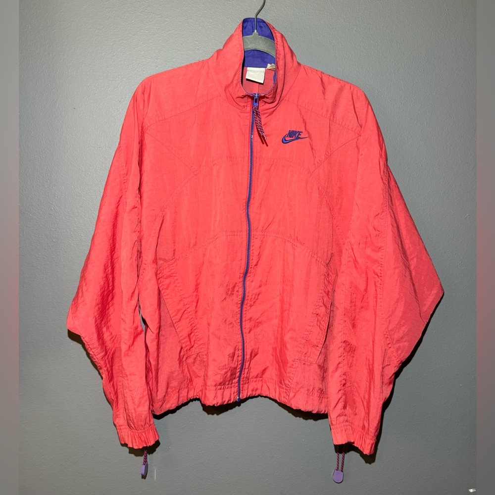 Nike Windbreaker Full Zip Youth Girls Size M Pink‎ Purple Vintage 80s-90s